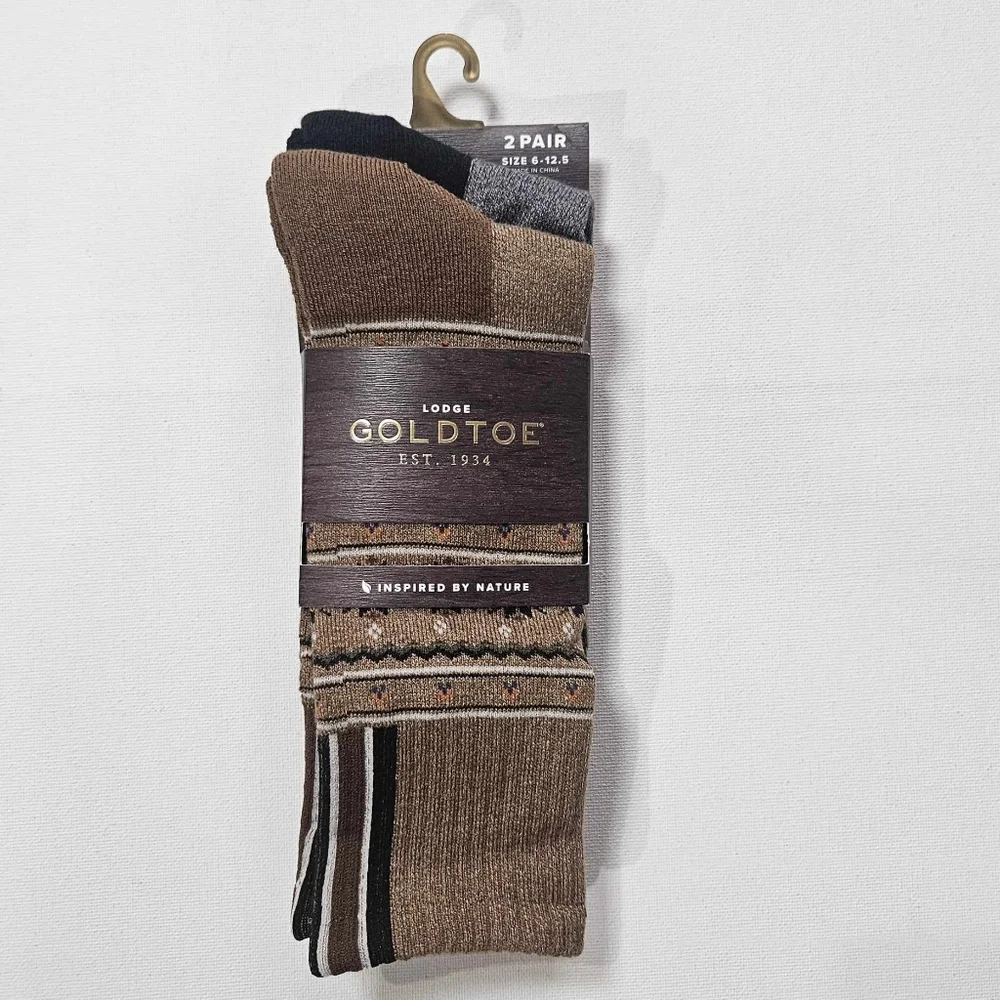 Goldtoe Socks Mens Winter Dress Socks OSFM 2 Pairs Moisture Wicking Arch Support